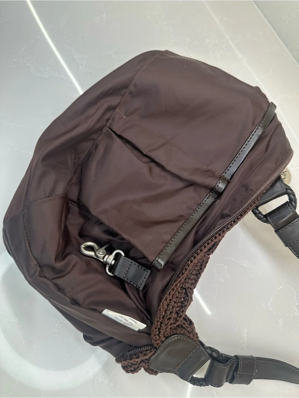 The Sak Vintage Brown Crochet Basketweave Hobo Shoulder Bag 6220 Good Condition